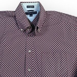 Tommy‎ Hilfiger Mens Large Burgundy Plaid Button Down Long Sleeve Large NWOT
